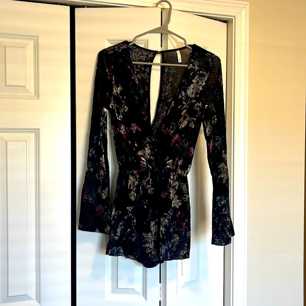 Velvet multi-colored romper size xs.